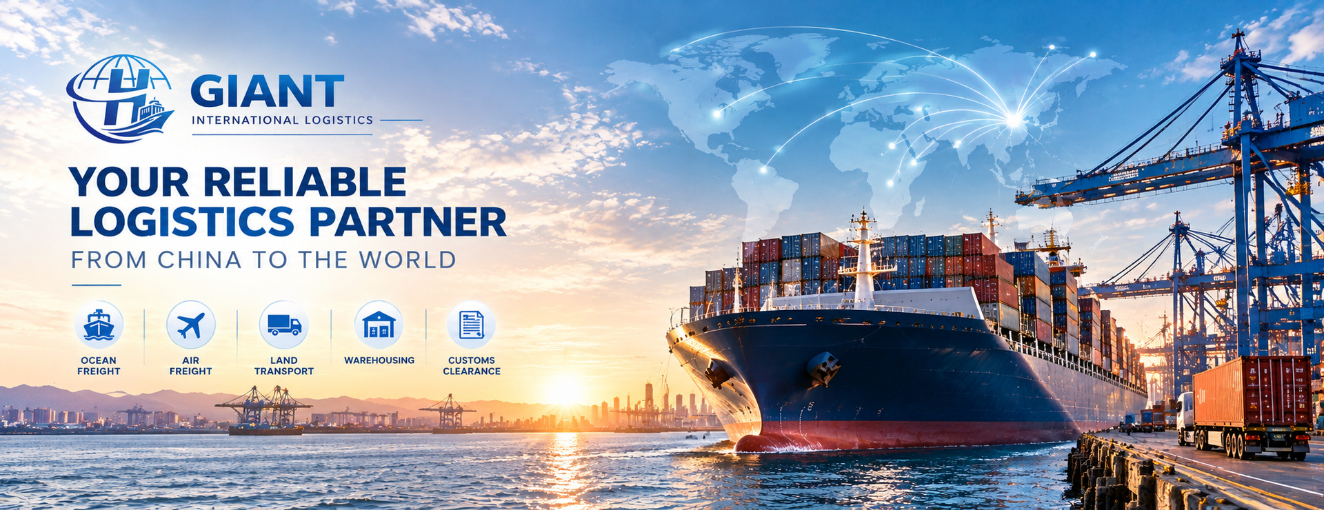 Giant International Logistics freight forwarding services from China featuring container shipping, ocean freight and global transportation.